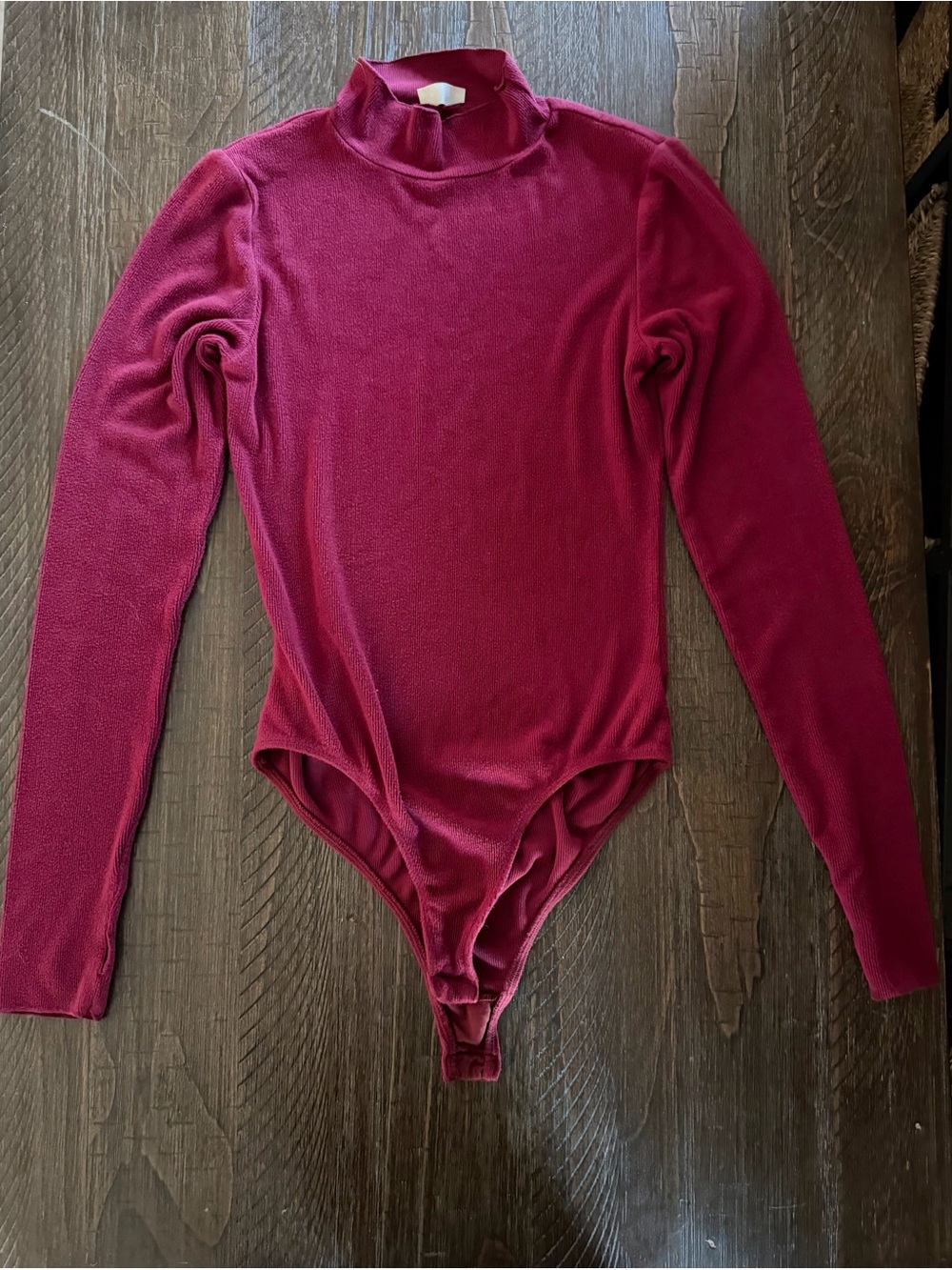 Free People Burgundy Long-Sleeve Turtleneck One-Piece Bodysuit